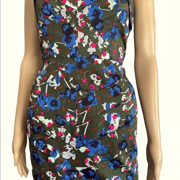 RACHEL ROY Strapless Bodycon Dress Womens Green Blue Floral Sweetheart - Picture 6 of 8